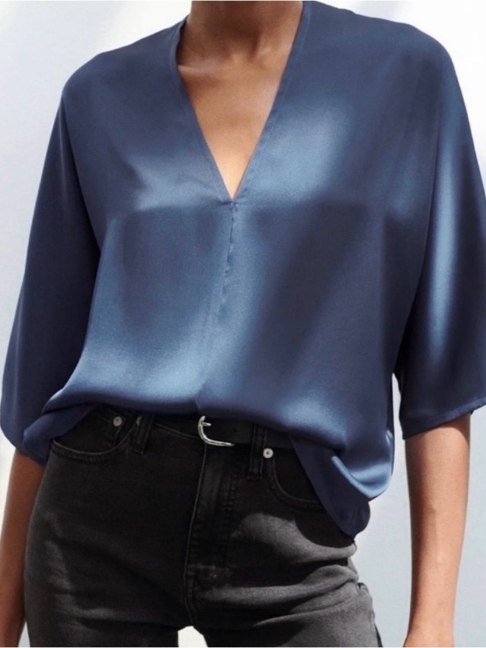 The Reset R Label Satin V-neck Pullover Blouse
